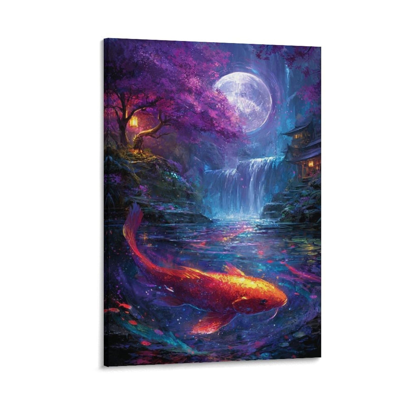 DHBANEIOK Fantasy Koi Fish Scene Poster Artwork Giclee Canvas Prints Modern Wall Art Picture Wall Hanging for Home Decorations 24x36inch(60x90cm)