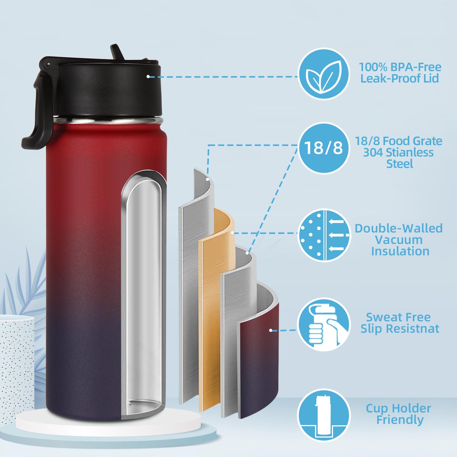 Volhoply Insulated Beverage Bottles