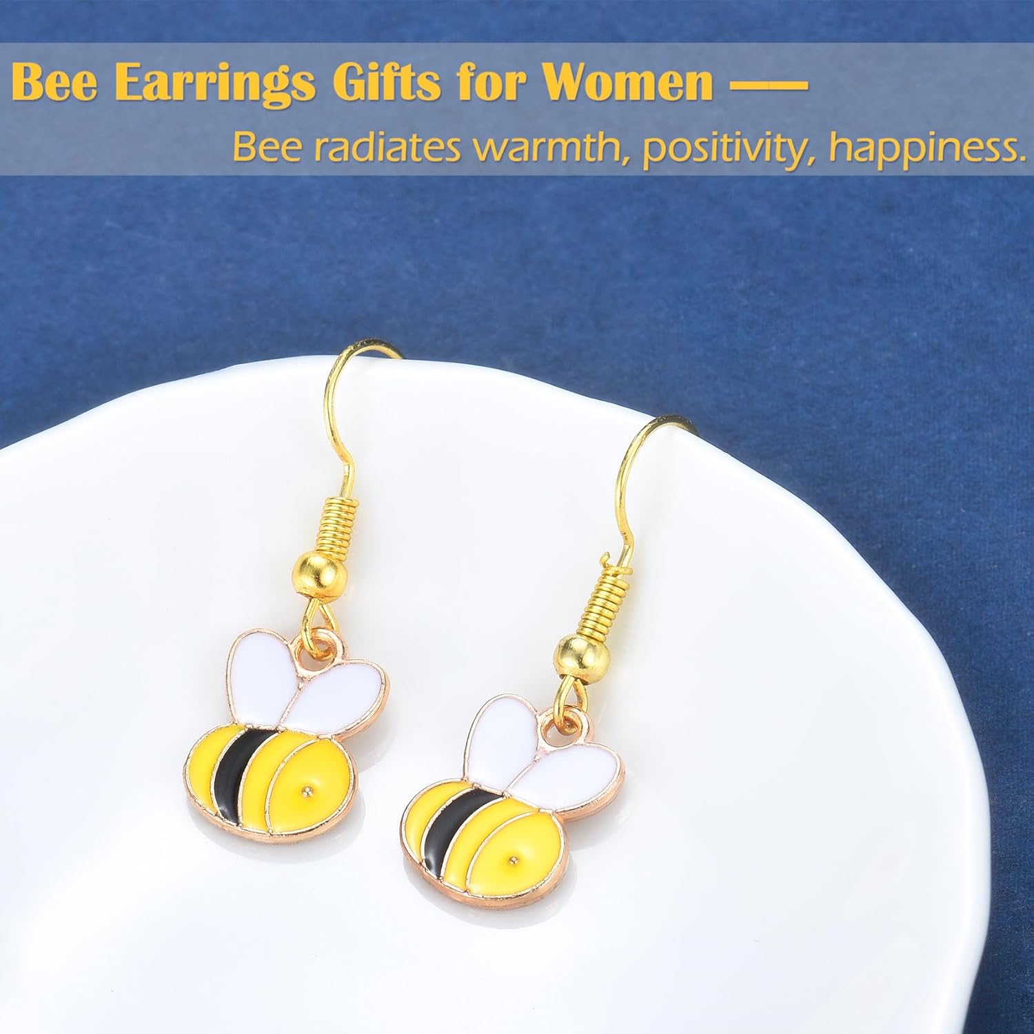 Bee Gifts for Women - Bee Drop Earrings with Encouragement Message Card, Gold Plated Dangle Jewelry Bumblebee Gifts for Best Friend Sister Daughter Granddaughter Christmas Birthday - Image 5