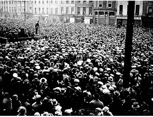 Póster de impresión artística vintage de Irlanda, héroe del estado libre irlandés, Collins, multitud, libertad de habla, Irlanda, sin marco,