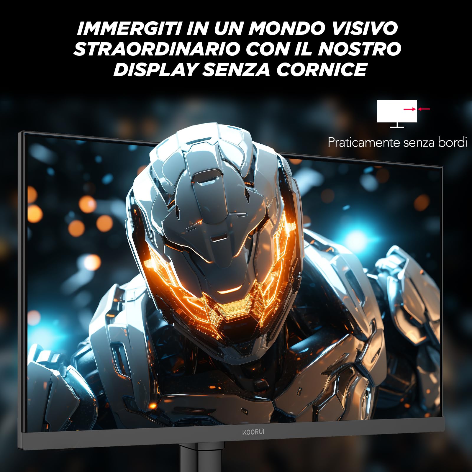 KOORUI G2511E Monitor Gaming 25 Pollici, FHD 320Hz, 1ms, HDR400, Fast IPS, Adaptive Sync, VESA 75x75mm, regolazione ergonomica