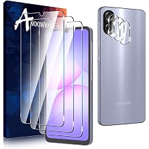 Anoowkoa 3 Pack Glass Screen Protector for Samsung Galaxy A07 + 3 Pack Galaxy A07 5G Camera Lens Tempered Glass Protector.9H Hardness.Bubble-free.Support Fingerprint Unlock.Easy Installation