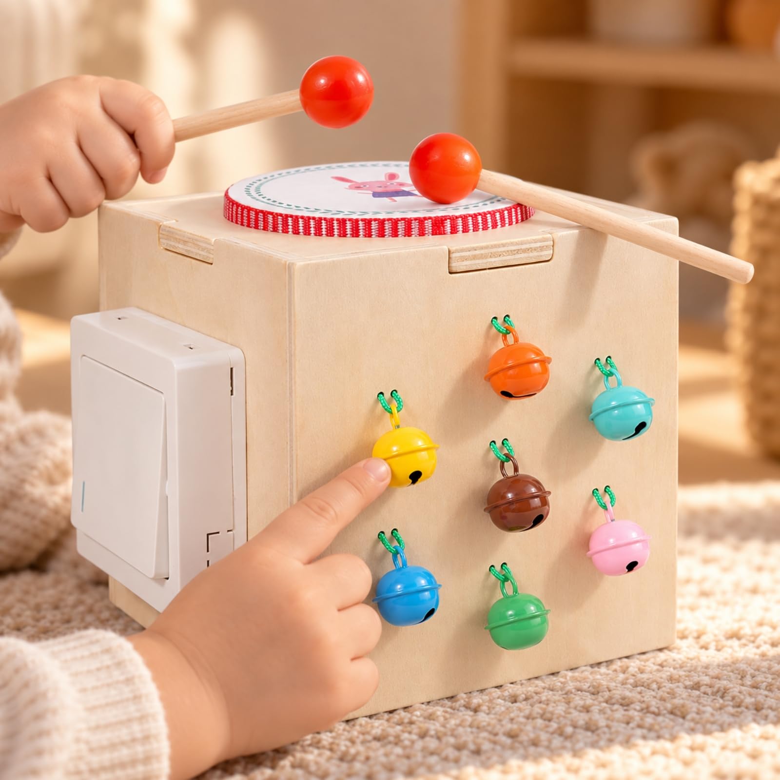 Amagogo Musik-Aktivitätsbox multifunktional Musik-Aktivitätswürfel aus fördt Feinmotorik Child-Cented Musikinstrumente Set