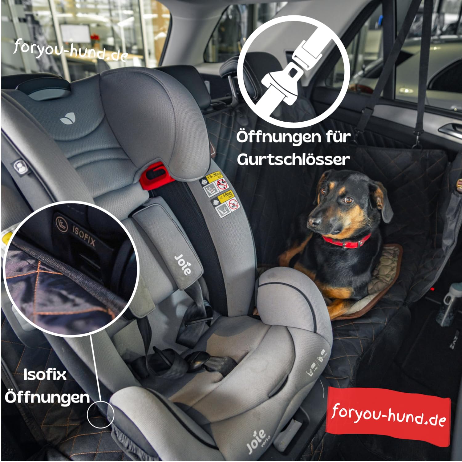 foryou® Rücksitzschoner Auto inkl. Hundedecke - Wasserabweisende Rückbankschoner für Hunde mit Seitenschutz und Sichtfenster-Kratzfeste Rücksitzabdeckung, Premium Qualität Made in Germany