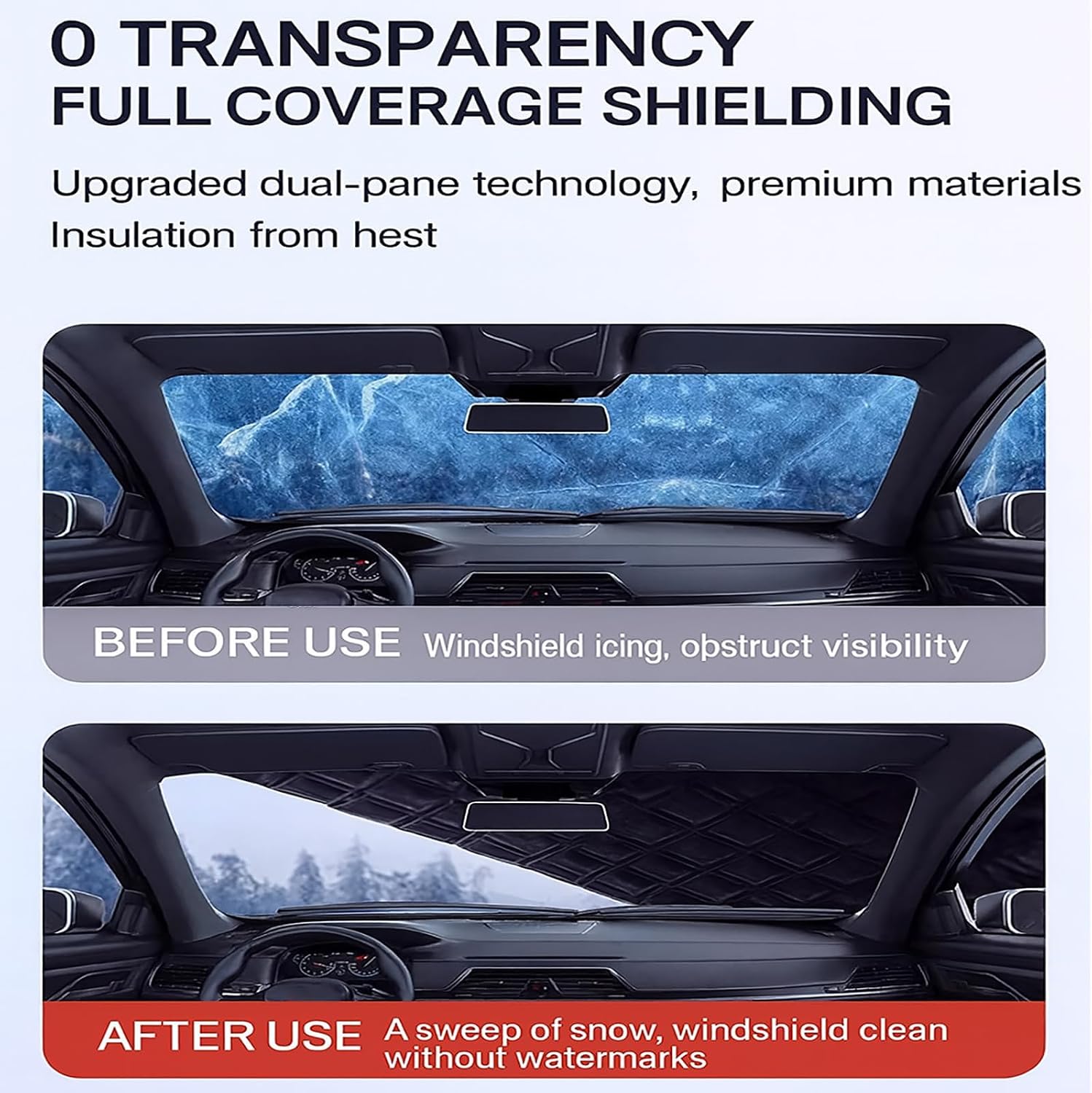 Car Windshield Snow Cover for Tesla Model Y 2016-2024, Frost Guard with Side Mirror Protection for Ice & Snow, All-Weather Windshield Protector Car Snow Shield