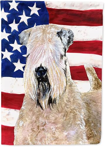 Miniatura 75 de Caroline's Treasures SS4017GF Bandera de Estados Unidos con Bulldog Inglés para jardín, bandera decorativa para patio exterior, patio, parterres,