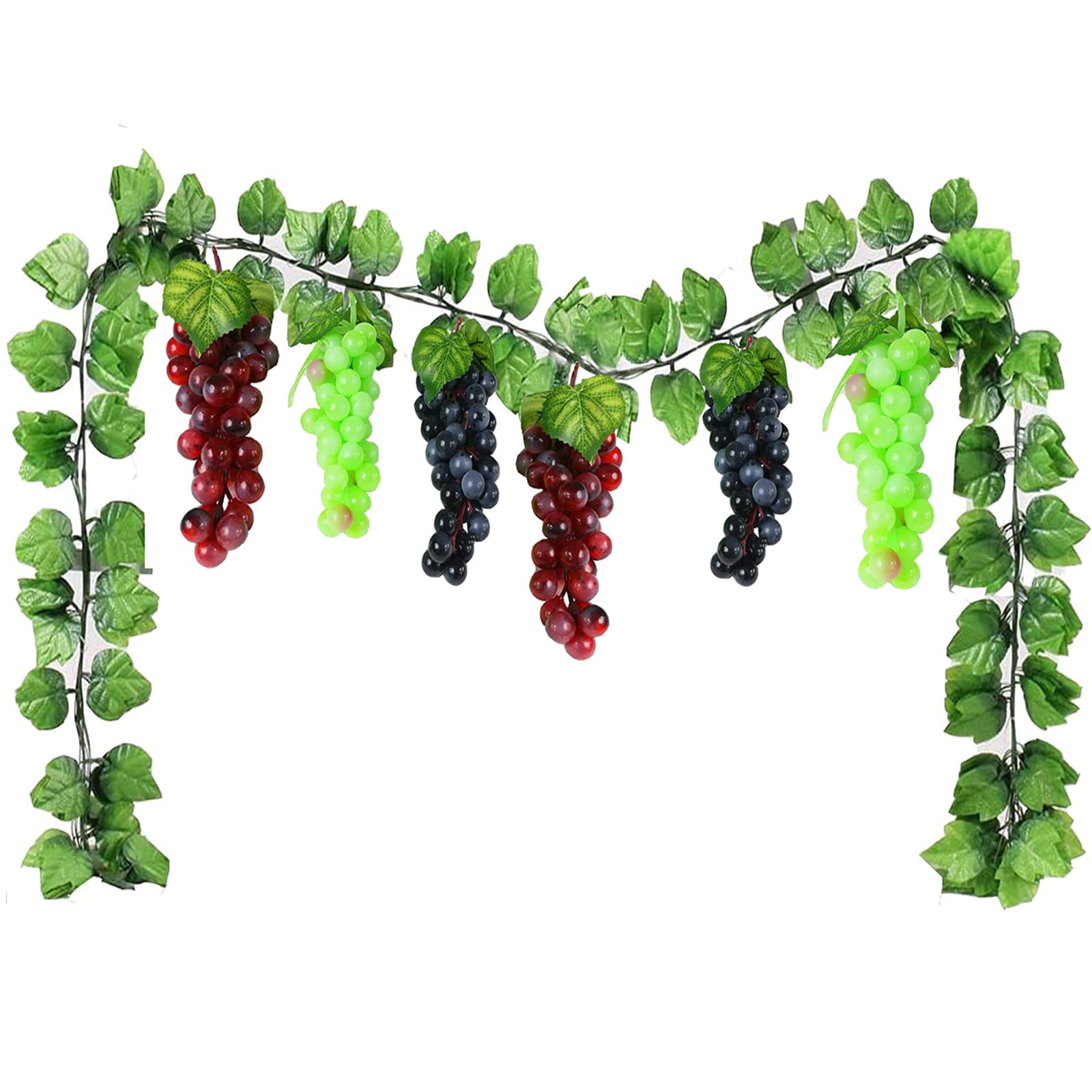 7 Grappoli di Uva Artificiale Simulazione, Realistica Decorazione da Appendere, Uva Plastica Decorazione Artificiale, per Frutta Prop, Frutta Decorativa