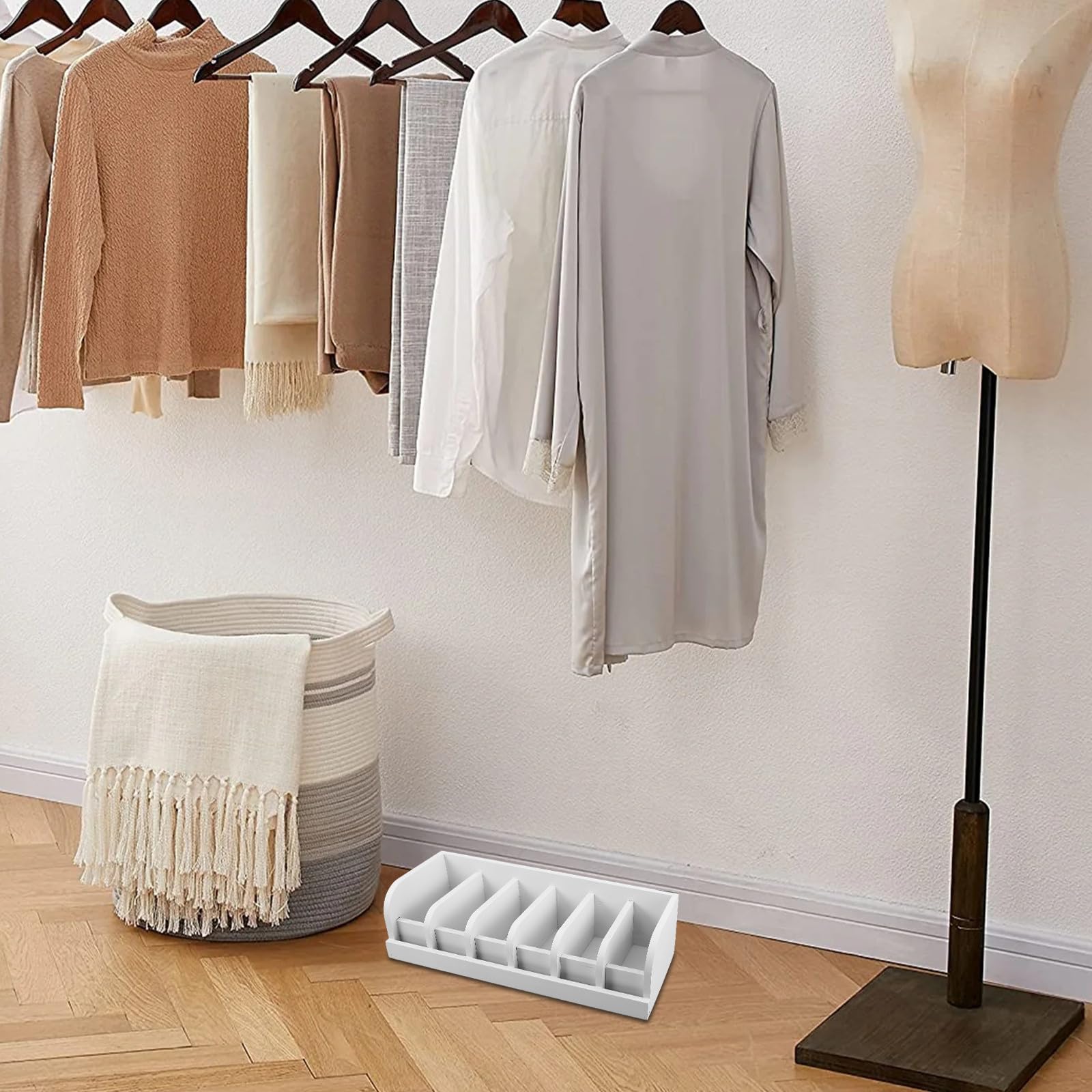 Bianco Scatola Multipli in Legno Scomparti con Cintura | Organizer per Armadio, Accesso Rapido, per Cinture e Accessori, Design Semplice, Stile Minimale