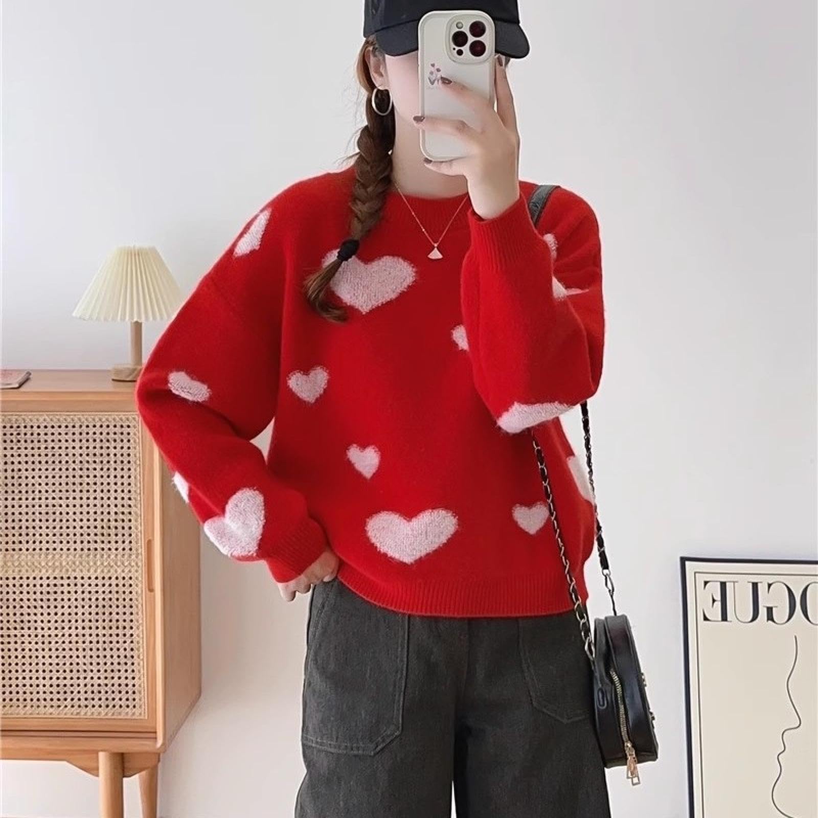 Moherowy sweter z dzianiny z rękawami nietoperza, damski sweter z cienkiej dzianiny, sweter z wełny merynosów z sercem styl sztokholmski wiosenny strój podróżny damskie czyste ubrania dziewczęce
