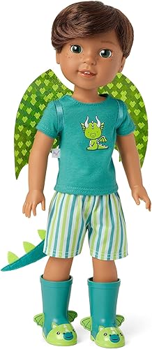 American Girl WellieWishers - Muñeca Bryant de 14.5 pulgadas con camiseta, pantalones cortos, alas de dragón y cola y botas, para mayores de 4 años