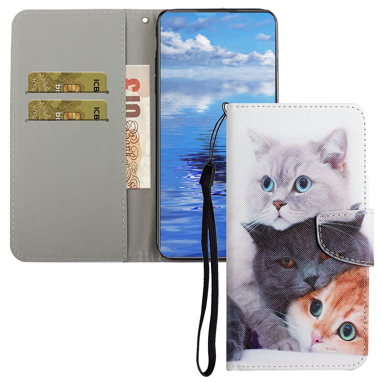 VQWQ Custodia Compatible with Huawei P Smart 2020-3D Animale Dipinto PU Pelle Portafoglio Case con Silicone Caso Interno Magnet Chiusura Libro Flip Tasca per Huawei P Smart 2020 [3D] -3 Farfalle