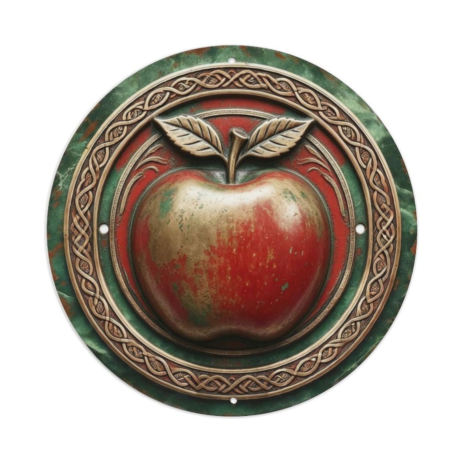 Apple with Leaf Border Orchard Farm Metal Tin Sign Plaque