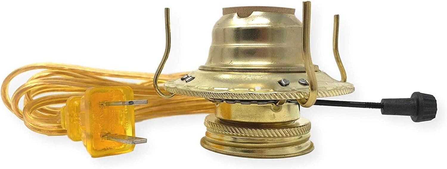 Lehman's Oil to Electric Conversion Kit - B&P #2 Set Converts Oil Lamp to Use Electricity, Goldtone