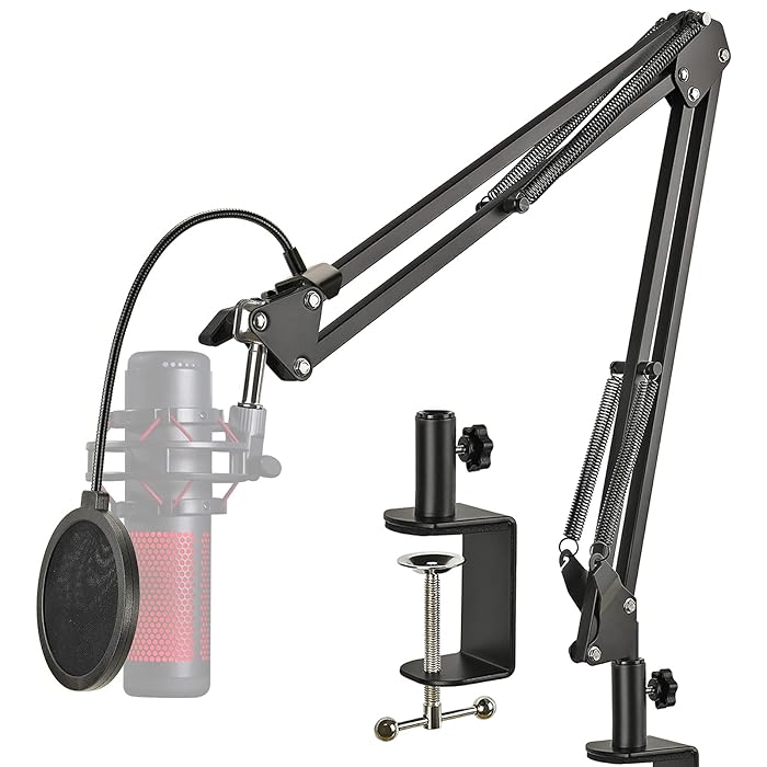 Buy Mic Boom Arm Stand with Pop Filter for QuadCast, Adjustable