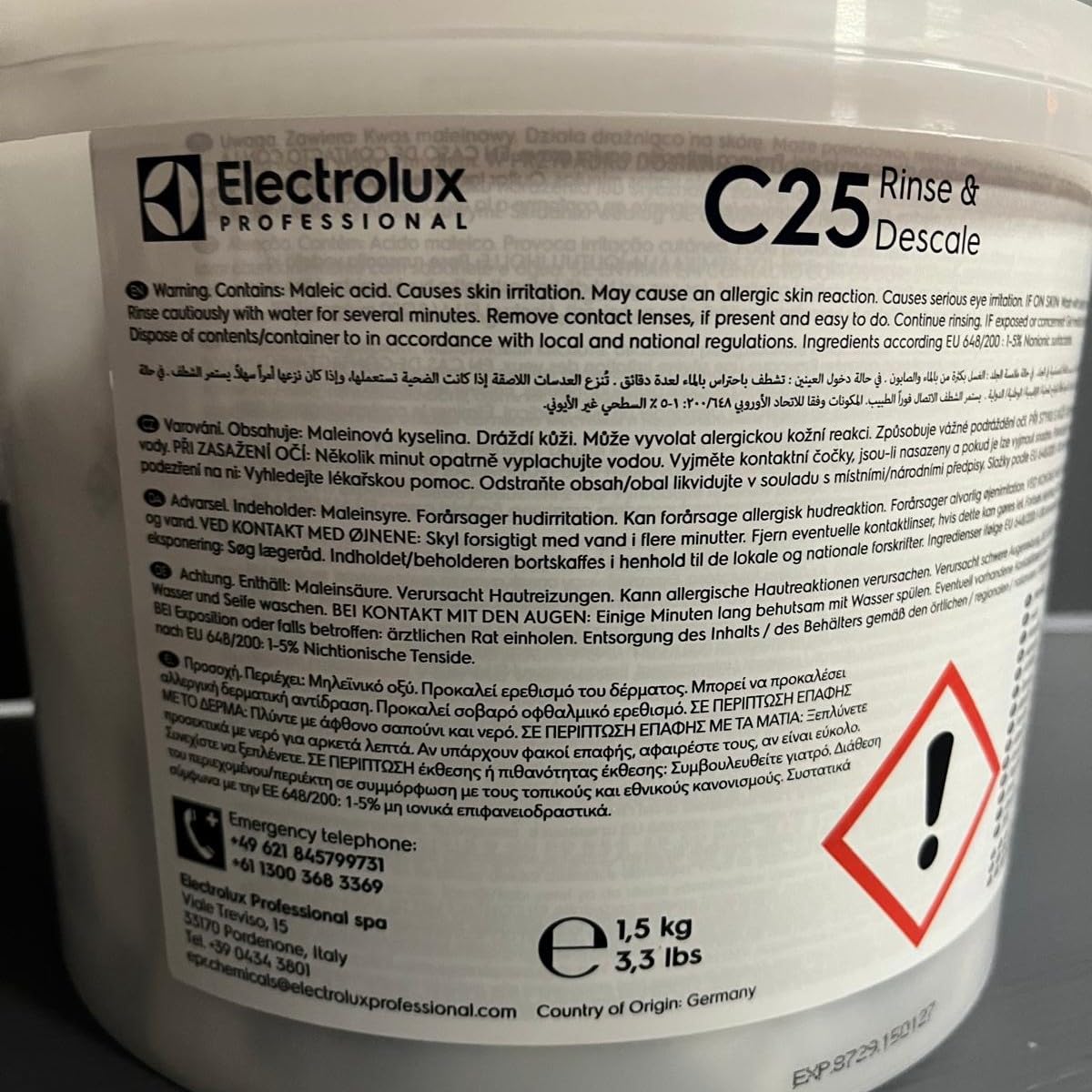 Electrolux C25 Rinse & Descale - Confezione da 50 Pastiglie Brillantante e Disincrostante in Bustine Monouso