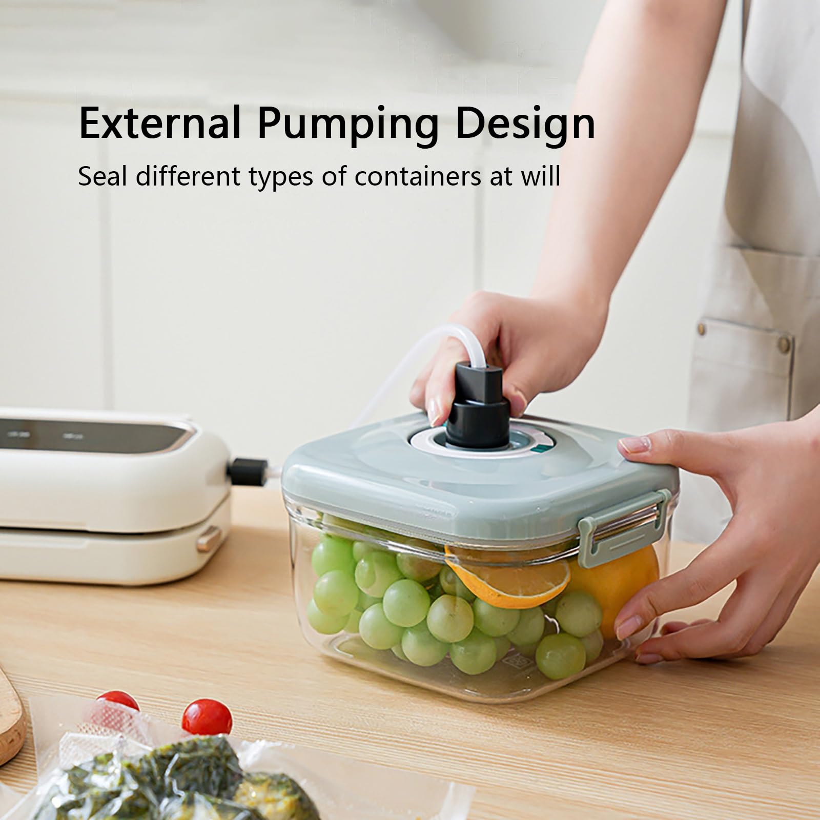 Scellante Sous Vide Automatique avec Coupe-sac Intégré, Aspiration Puissante pour La Conservation Des Aliments, Appareil de Cuisine Compact(Gray)