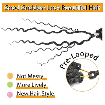 Pre-Looped Goddess Locs Crochet Hair 10 in, 8-Pack Faux Locs Curly Ends 1B | Crochet Locs for Black Women, Pre-Looped Easy Install, 10 #1B Black, 104 Strands, Lightweight Soft Synthetic, Odor Free