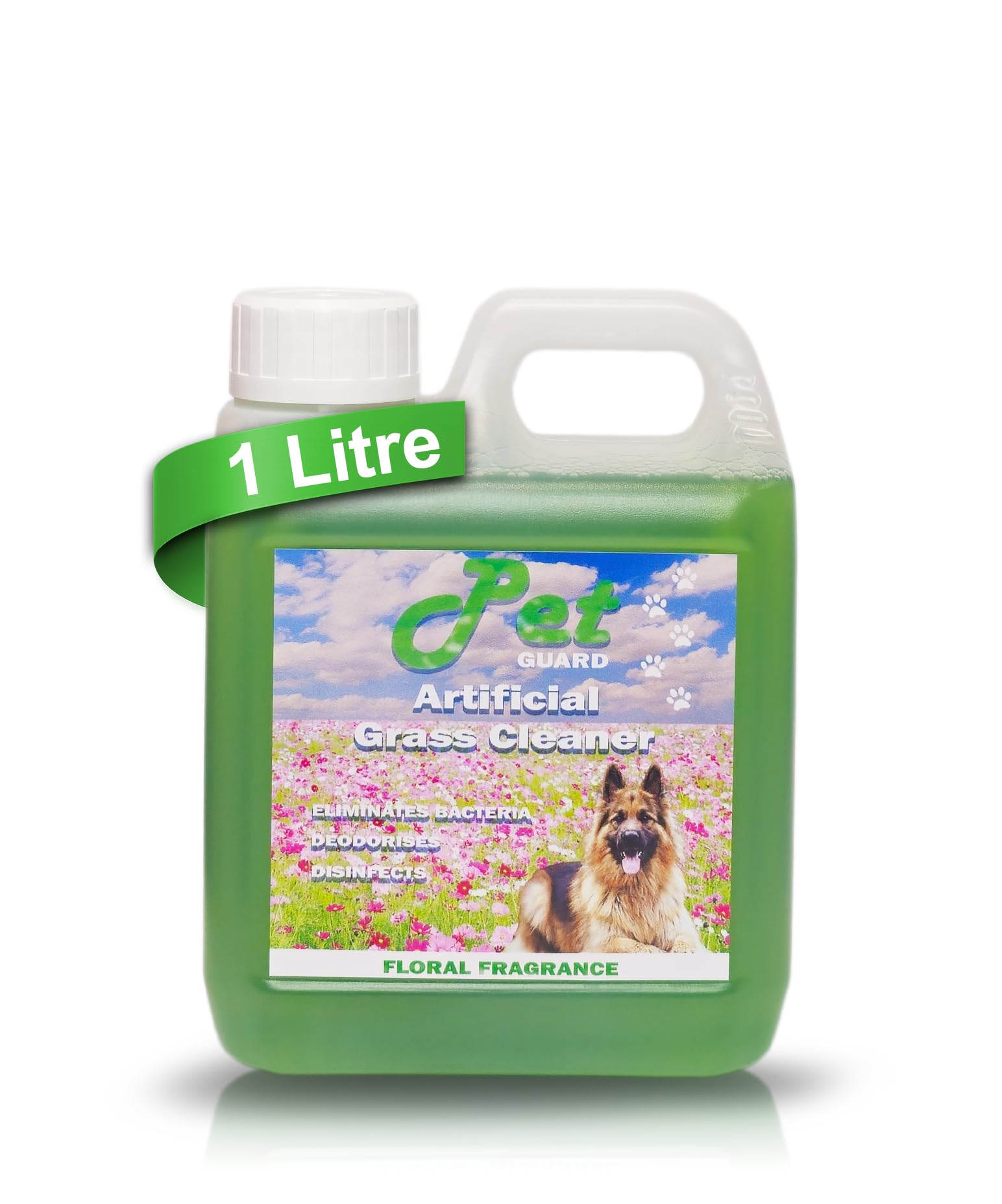 Pet Guard Artificial Grass Cleaner 1L Dog Safe Pet Eliminates Bacteria Deodorises Disinfects - Puppy Urine Cleaner & Odour Remover - Astro Turf Cleaner Dog Urine and Poop - Pet Friendly (Floral)