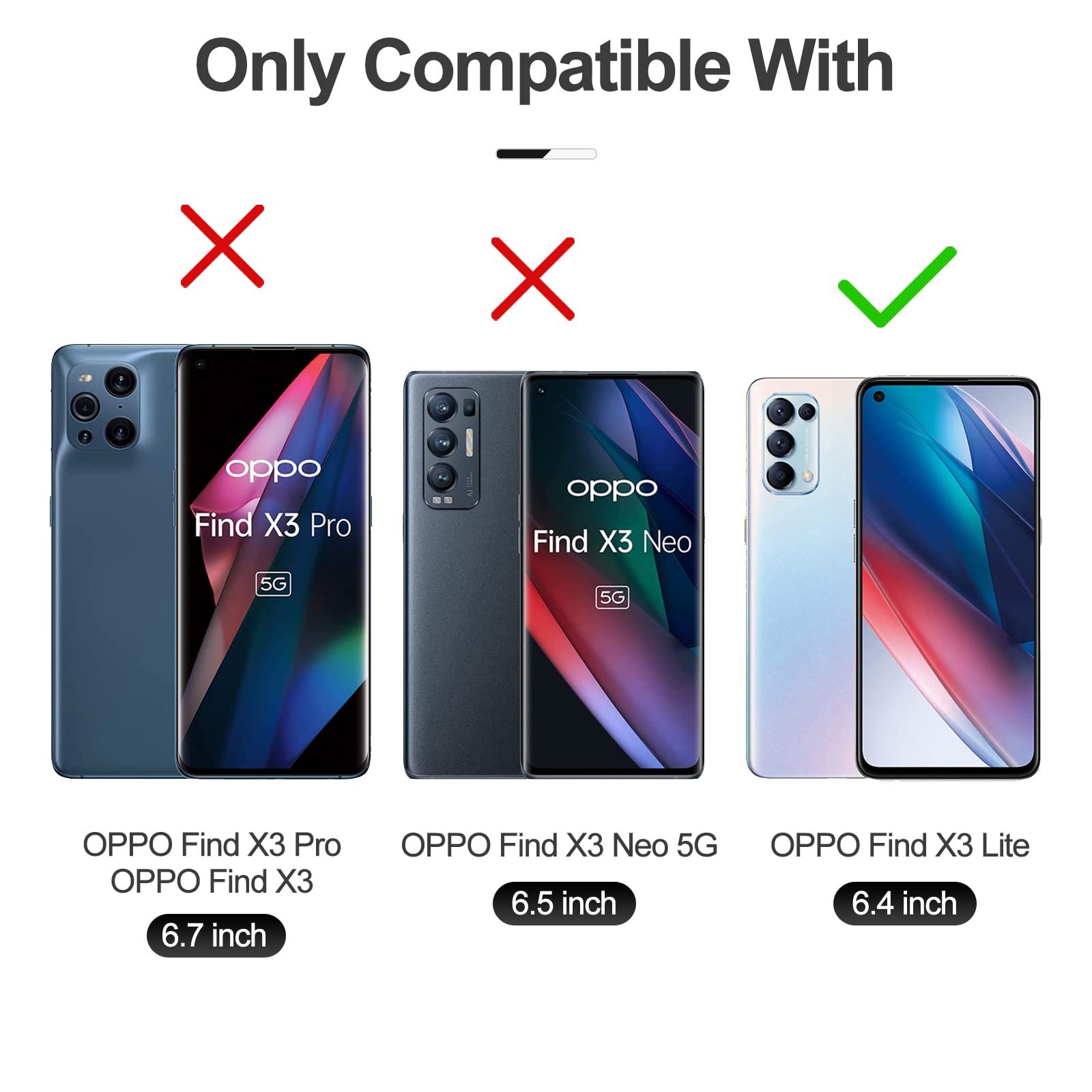 Case for OPPO Find X3 Lite, Classic PU Leather Magnetic Wallet Case, Flip Folio Protective Phone Cover Compatible with OPPO Find X3 Lite, Black — view 2