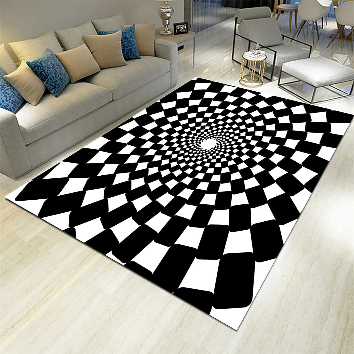 Abstract Geometric Colorful Texture With Stripes Carpet, 3D Printed 140 X 200 Cm Non-Slip Area Rugs Hall Kitchen Bedroom Living Room Rug Mat - Carpet Floor Decorative -3L4W7F8G2K — image 1