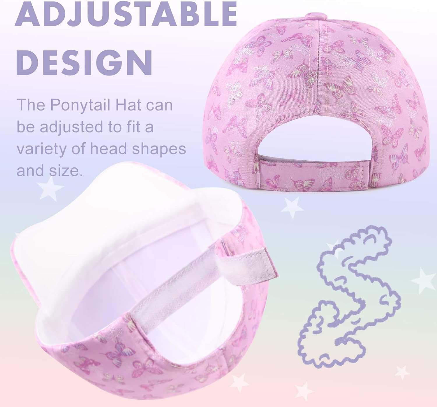 Girls Baseball Cap Kids Cute Sun Hat Adjustable Trucker Hats Toddler Rainbow Floral Ponytail Caps Spring Summer - Image 5