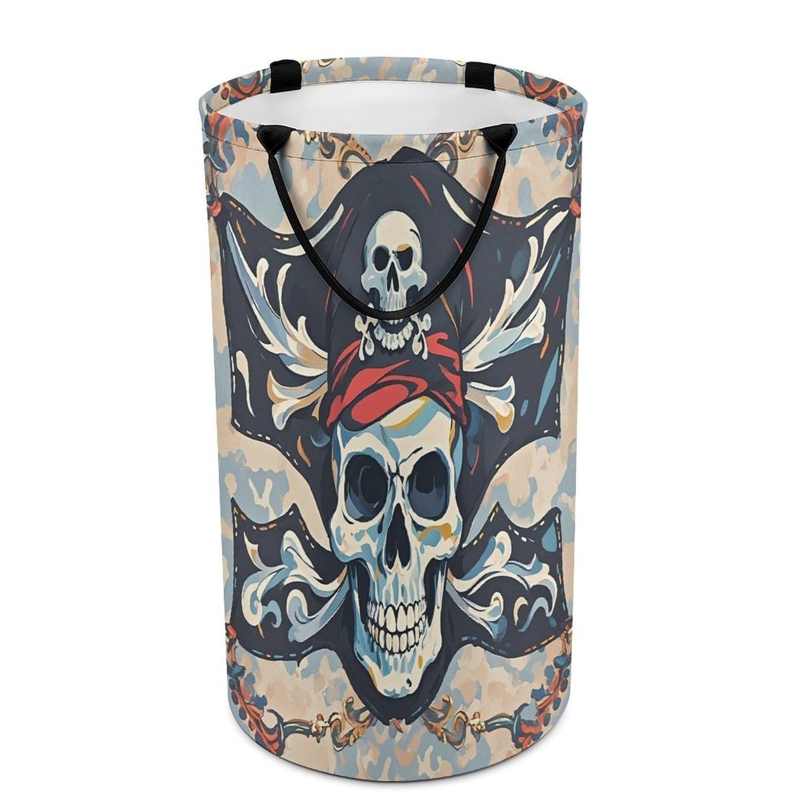 Pirate Flag Skull Laundry Hamper Large Collapsible Laundry Basket with Handles Waterproof Clothes Hamper Portable Dirty Clothes Basket for Bedroom Laundry Room Closet Bathroom