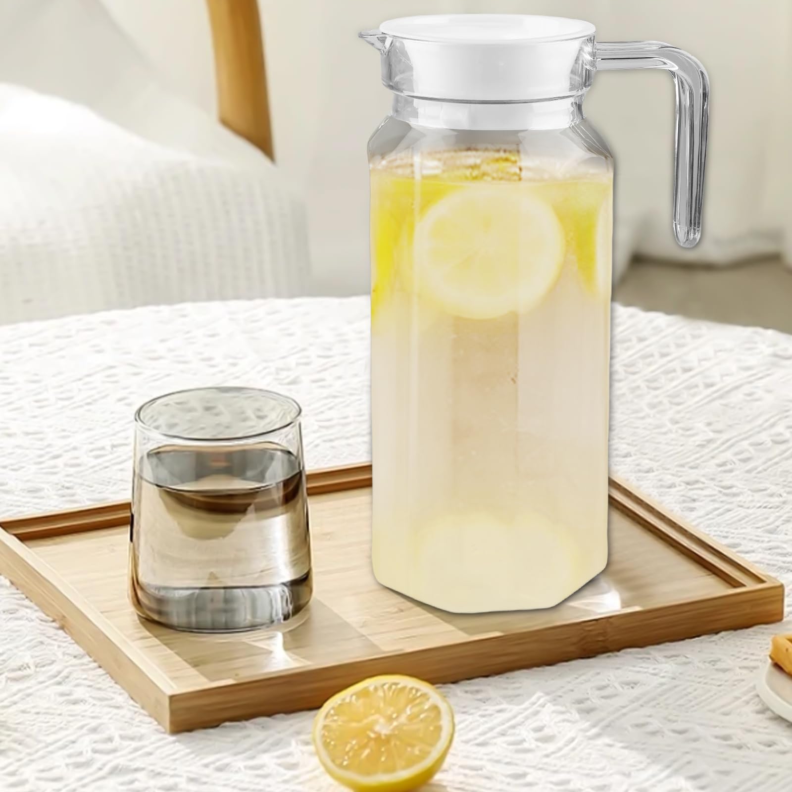 2 Brocche Per Acqua Da 1 Litro | Acrilico Infrangibile | Con Tappo | Senza BPA | Per Bevande Fredde E Calde - Foto 11