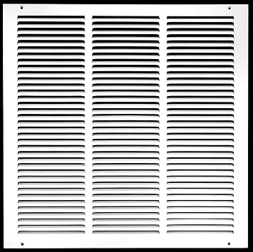 HVAC Premium 18" x 18" [Duct Opening] Flat Stamped Steel Return Air Grille - Sidewall and Ceiling - HVAC Vent Duct Cover - White Outer Dimensions 19.75w X 19.75"h]