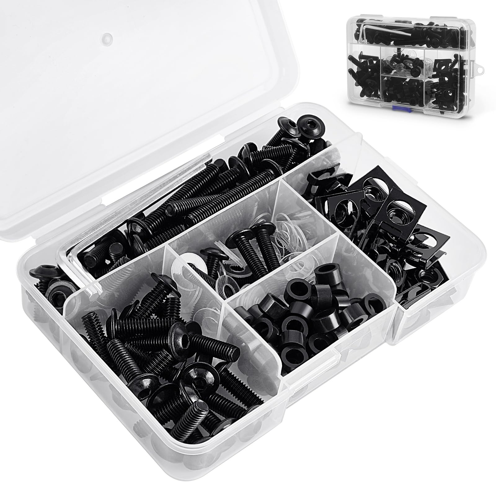 Amazicha 177Pcs Motorcycle Fairing Bolt Kits, Stainless Steel Screws M5 M6 Windshields Universal Screws Fit For Kawasaki Yamaha Suzuki BMW Honda GSXR Harley Davidson Black
