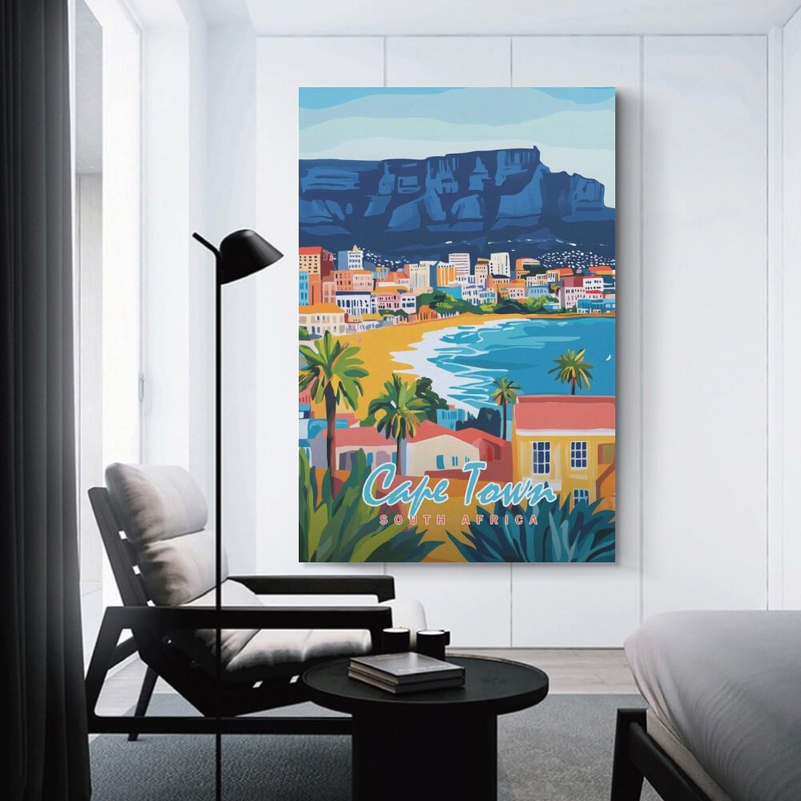 Junmoney Cape Town Cityscape Canvas Wall Decor, 20x30inch(50x75cm), for Office, Study Or Home Workspace, Wall Art That Adds Style to Work Areas