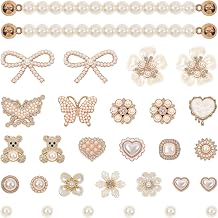 WAQYGZO 30 Pcs Bling Shoe Charms Chains Accessories for Women,Pearl Flower Butterflies Shoe Decoration Charms, DIY Shoes Charms for Clogs Sandals Party Birthday Girls