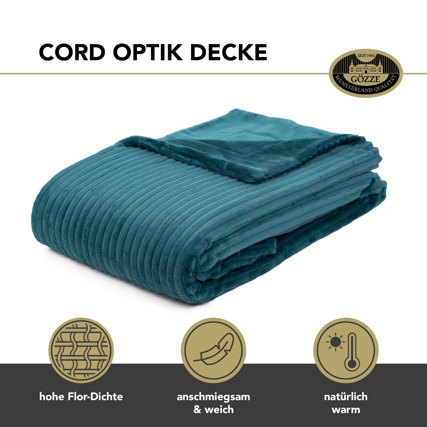 Gözze Wohndecke Benno Salbei - Kuscheldecke 150x200cm Mit Diamant Design