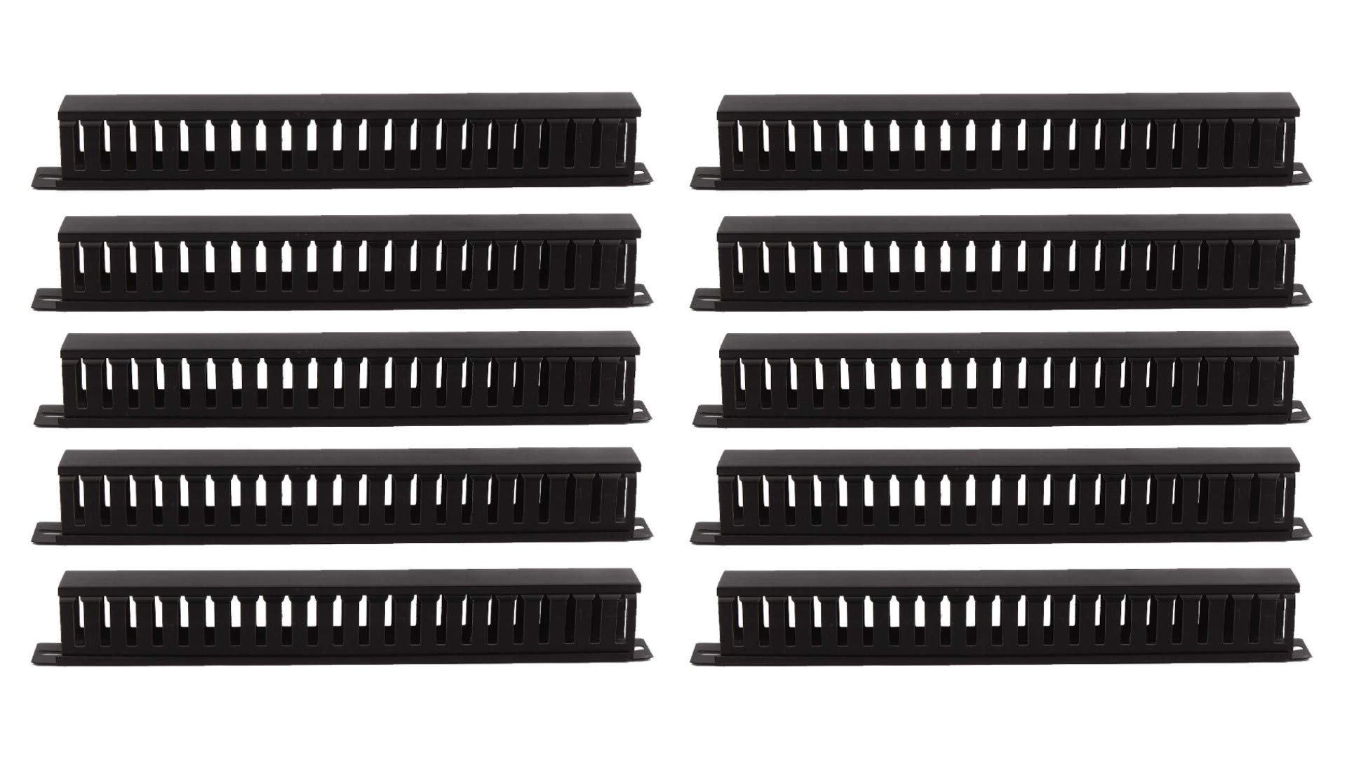 BECTRO 1U 22 Slot Rack Mount Horizontal Cable Manager Duct Raceway for 19" Server Rack (Pack of 10)