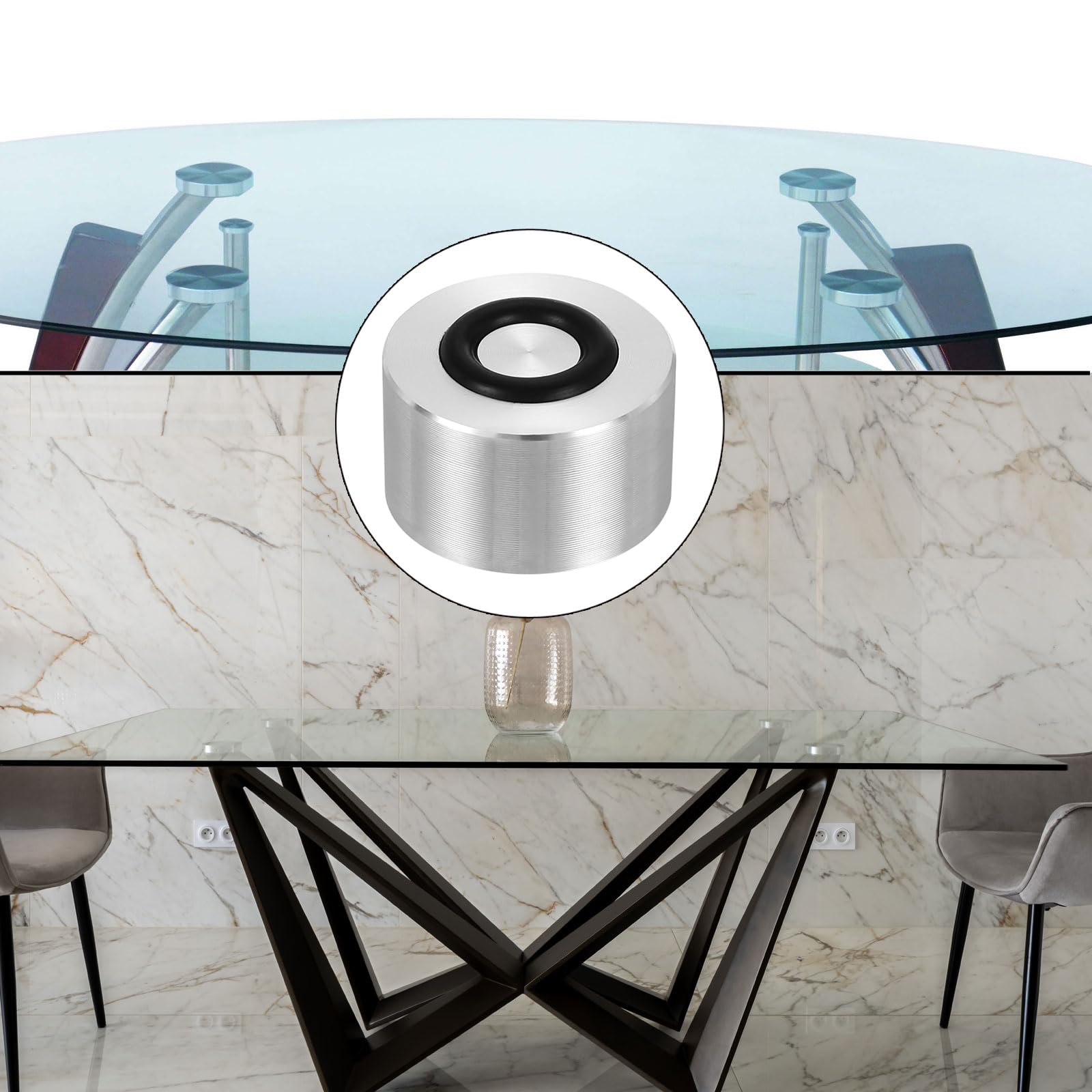 4 Dischi In Alluminio Uxcell Per Vetro Tavolo - Filetto M8, Diametro 20mm, Colore Argento