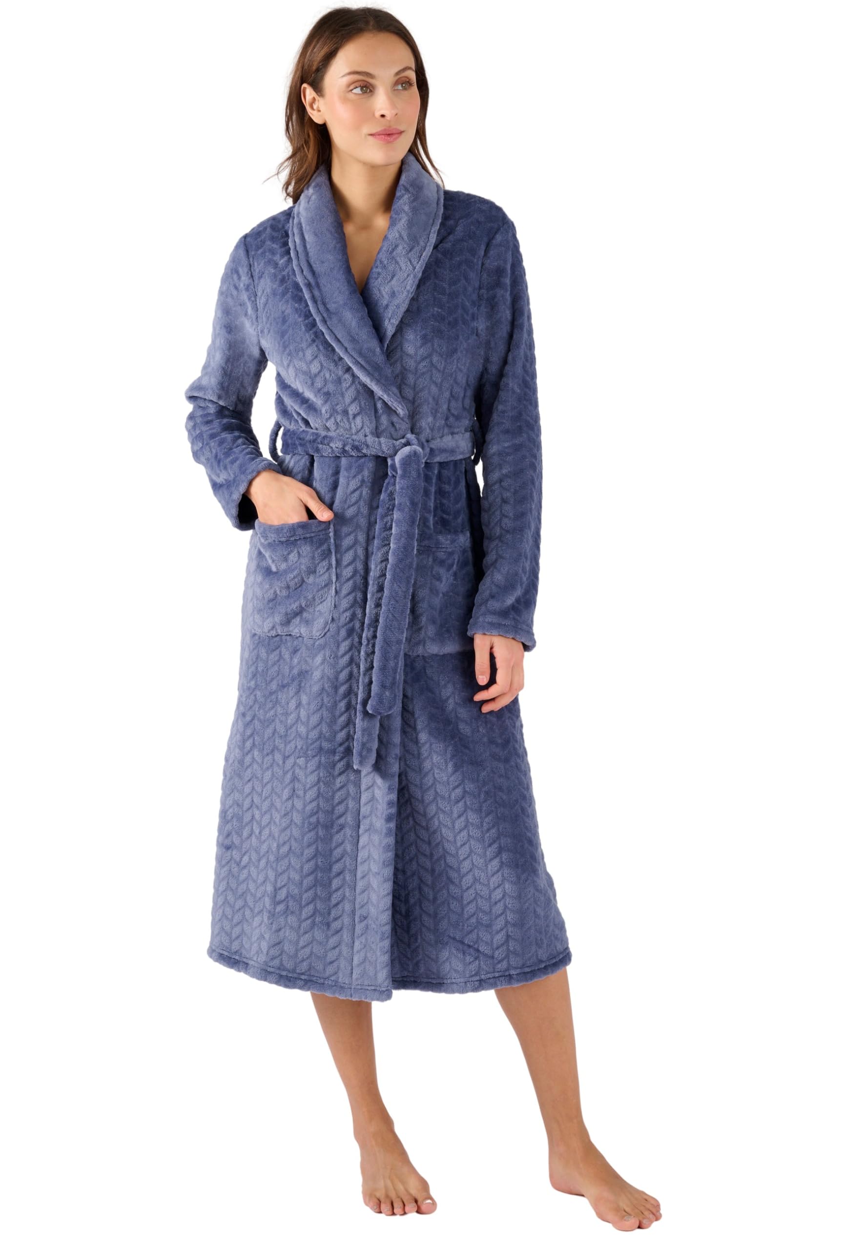 Damart Thermolactyl Femme Robe de Chambre | Toucher peluche, Polyester, Col Châle, Manches longues, Vêtement de Nuit