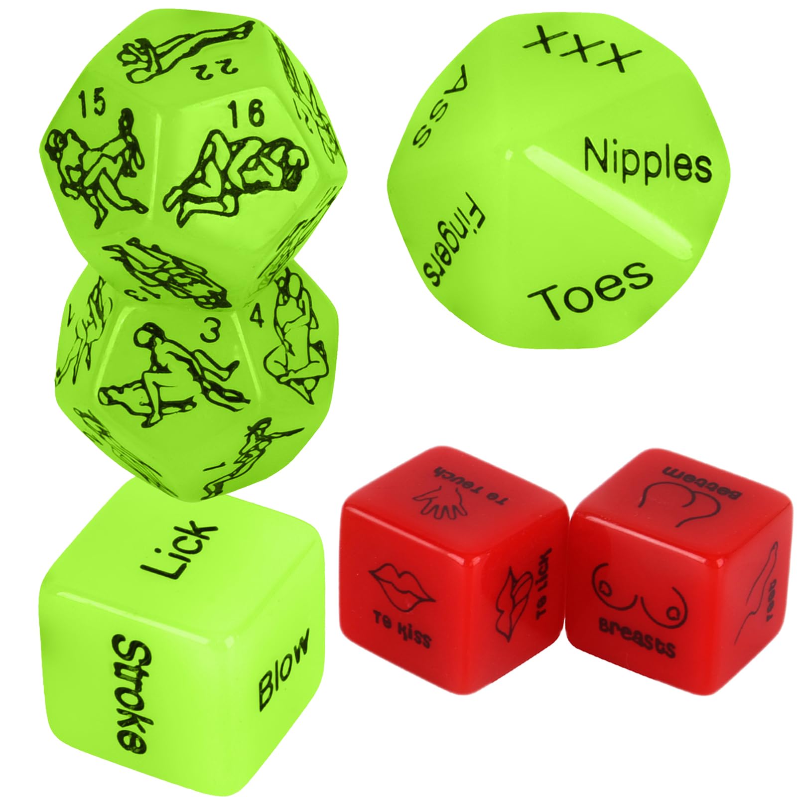 Date Night Dice Games for Couple, Decision Dice Game for Romantic Ideas, Funny Naughty Boyfriend Girlfriend Gifts for Her Acrylic Position Decision Toy (Glow & Red)