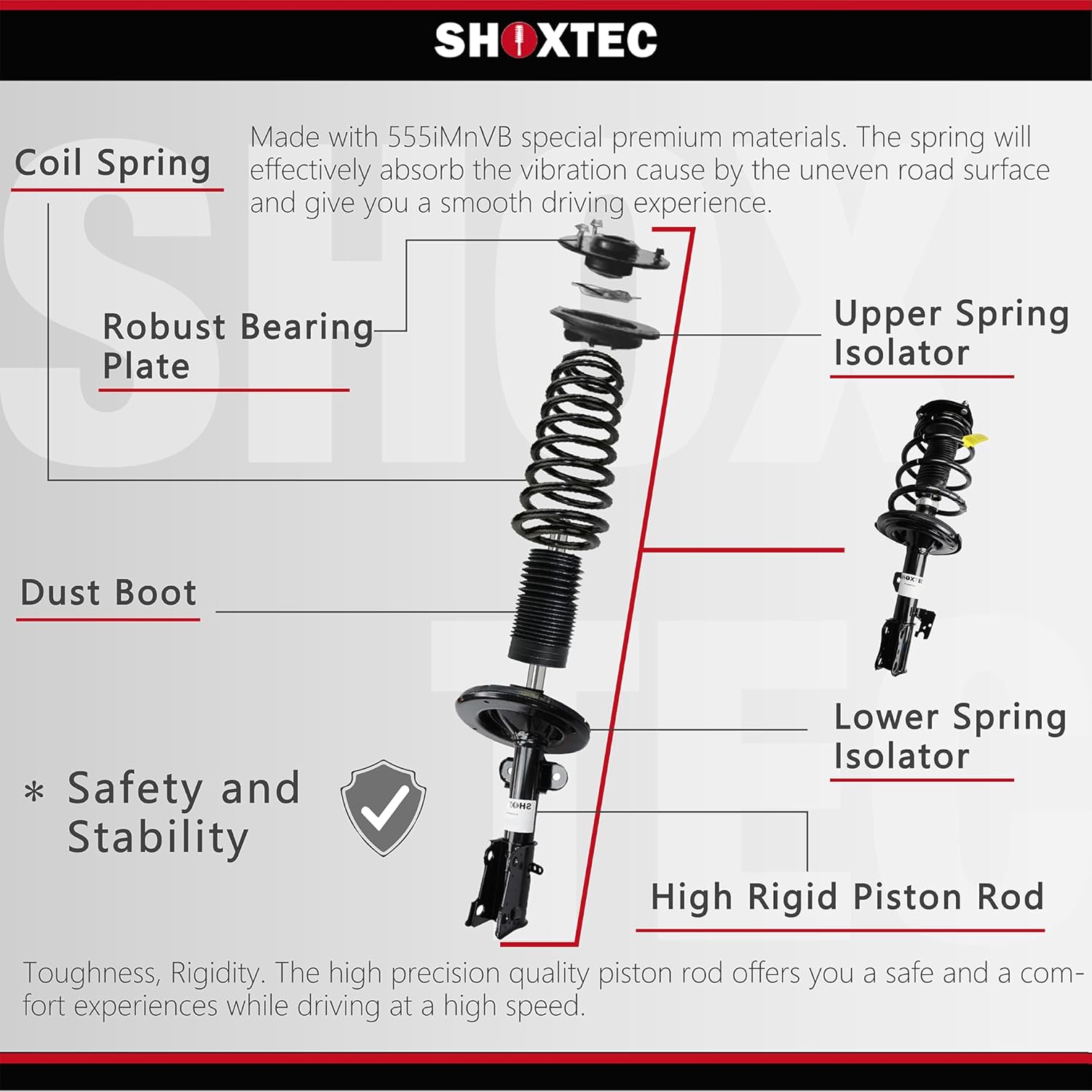 Shoxtec Front Pair Complete Struts Assembly Replacement for 2011-2019 Chrysler 300; Replacement for 2011 Dodge Challenger Coil Spring Shock Absorber Repl. part no 572665