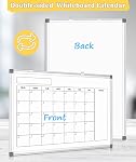 Magnetic Double-Sided Whiteboard Calendar, 36" x 24" | Dry Erase Calendar for Wall, Aluminum Frame White Board Planner Monthly Marker Board for Kitchen, Memo, School, Home, Office