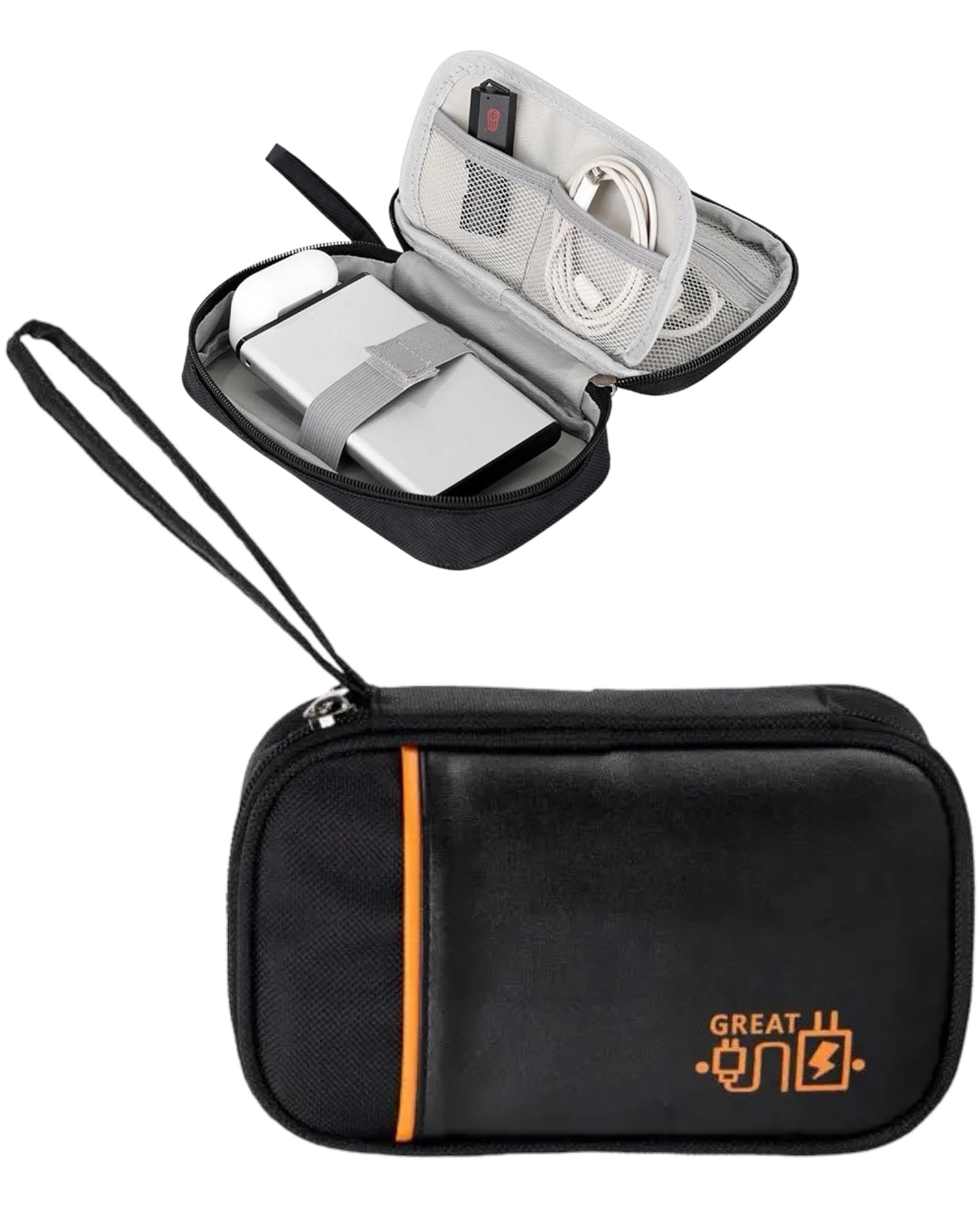 TE Double Layer Electronic Gadget Organizer Case | Cable Organizer Bag | Digital Travel Bag | Powerbank Bag | Camera & Phone Accessories Bag | Travel Bag for Electronic Gadgets (Black)