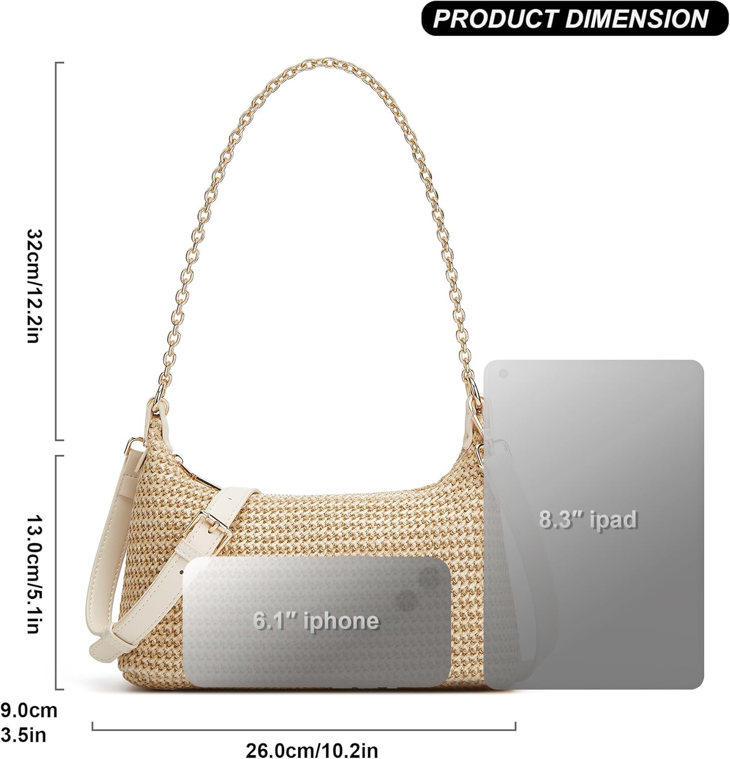 Women's Straw Woven Shoulder Bag Beach Purse Summer Vacation Tote Handbag