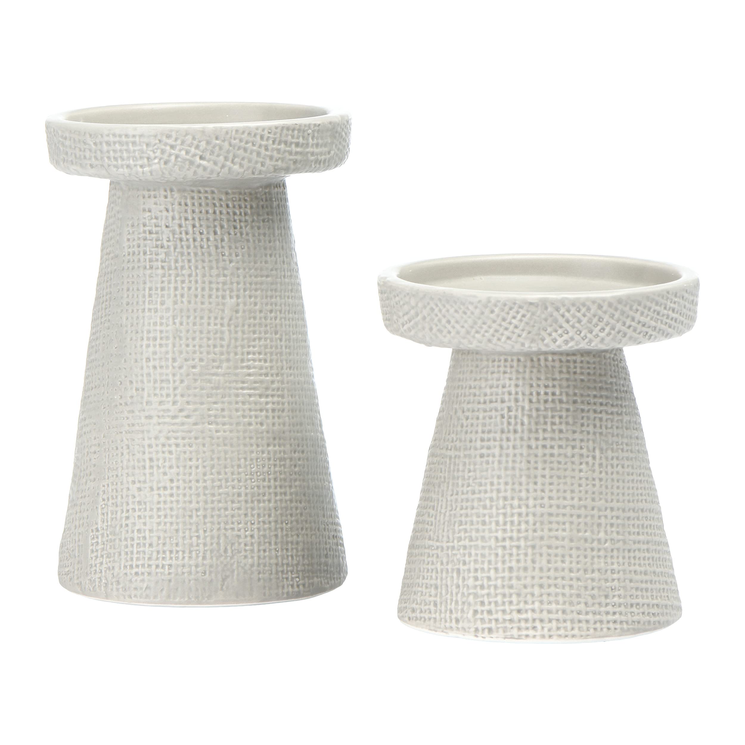 Main + Mesa Stoneware Pillar & Taper Candle Holders, Set of 2