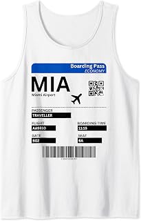Boarding Ticket Miami Airport Vacation Florida Miami Tank Top