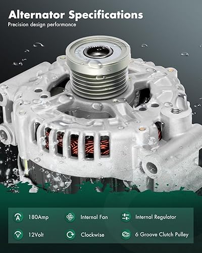 Miniatura 2 de SCITOO Alternador 11301 apto para BMW 2008-2013 3.0L para BMW 323i 2007-2009 2.5L para BMW X3 2007-2009 3.0L 180AMP 12V ABO0391 12-31-7-550-968