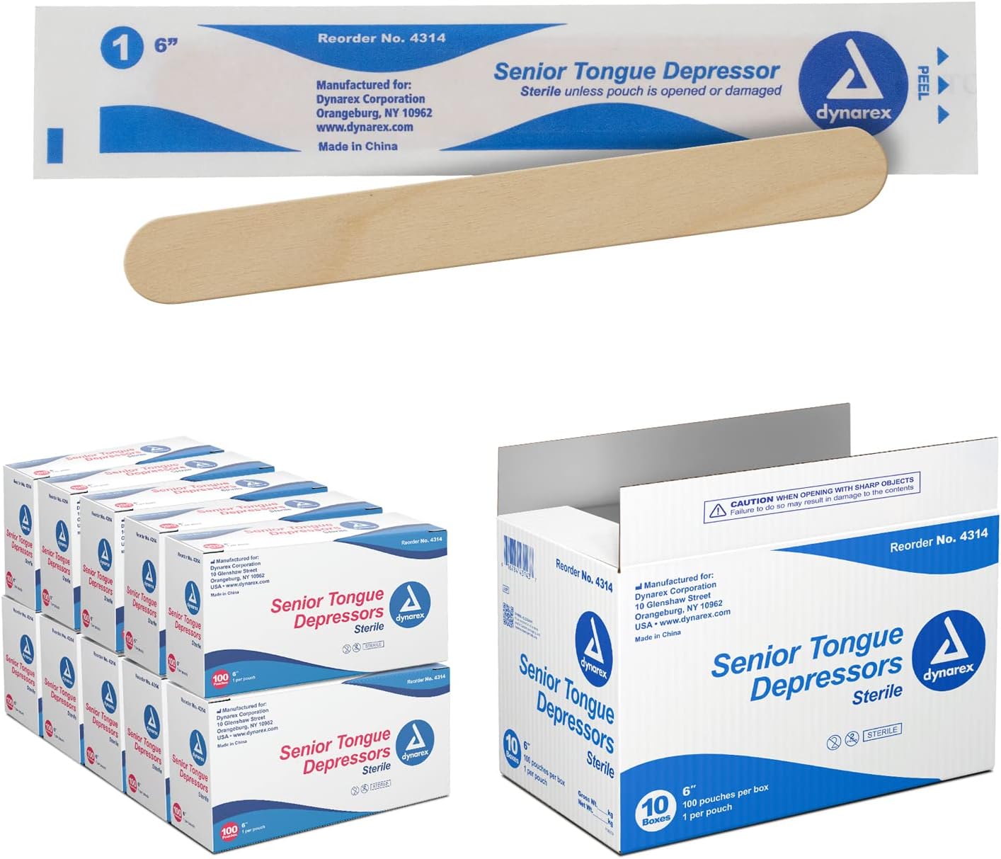 Dynarex Tongue Depressors, Sterile, 6" SeniorSized Length