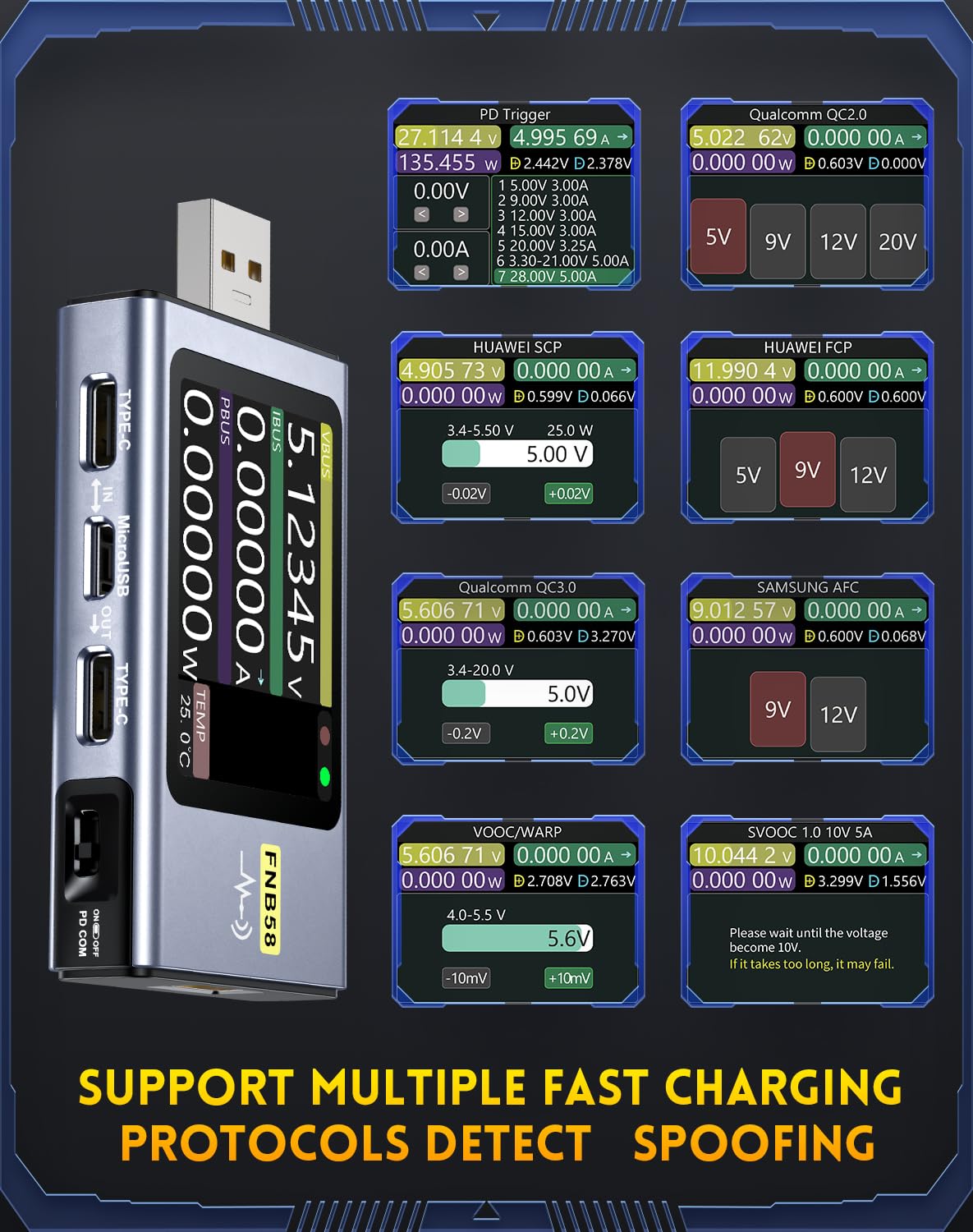 Amazon.co.jp: 【プロレベル】FNIRSI USBテスター Bluetooth付き USB