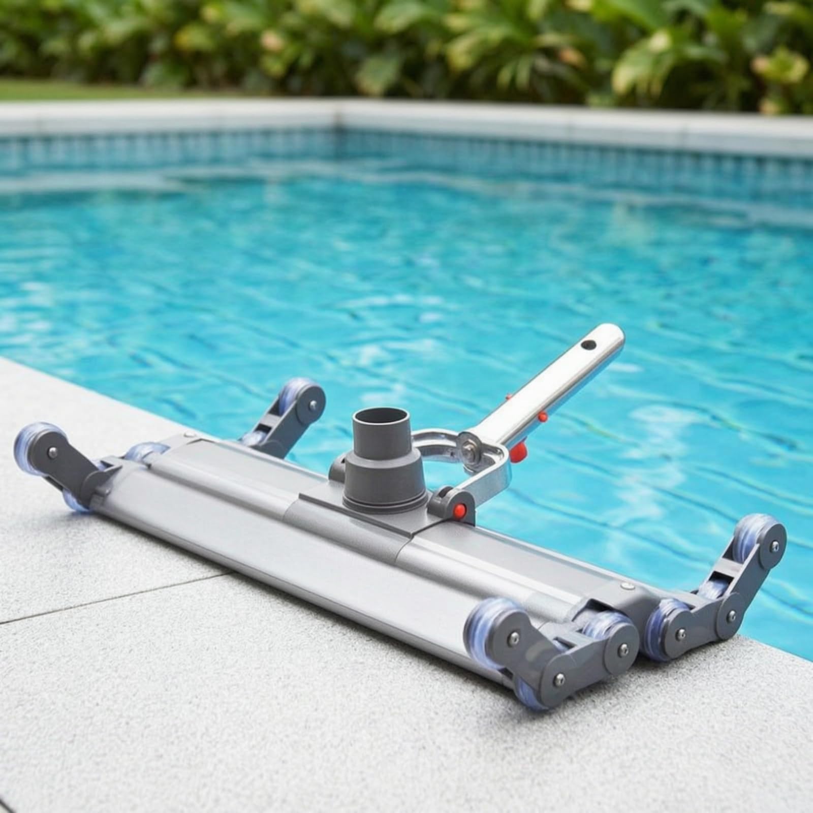 Testa Aspiratore Piscina Robusta Scopa Rettangolare con Rulli Guida Spazzola con Canali di Pulizia Testa Pulente con Innesto Standard Corpo Misto