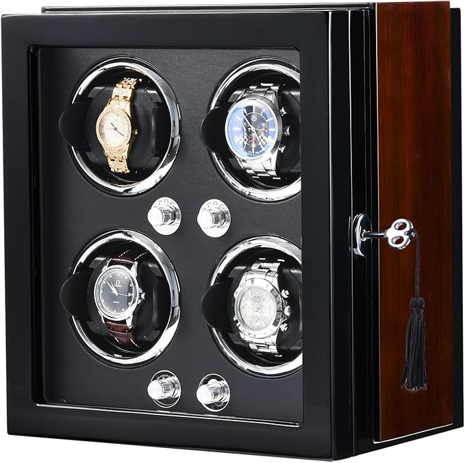 Watch Winder, DUKWIN Automatic Watch Winder Box for 4 Watches Quiet