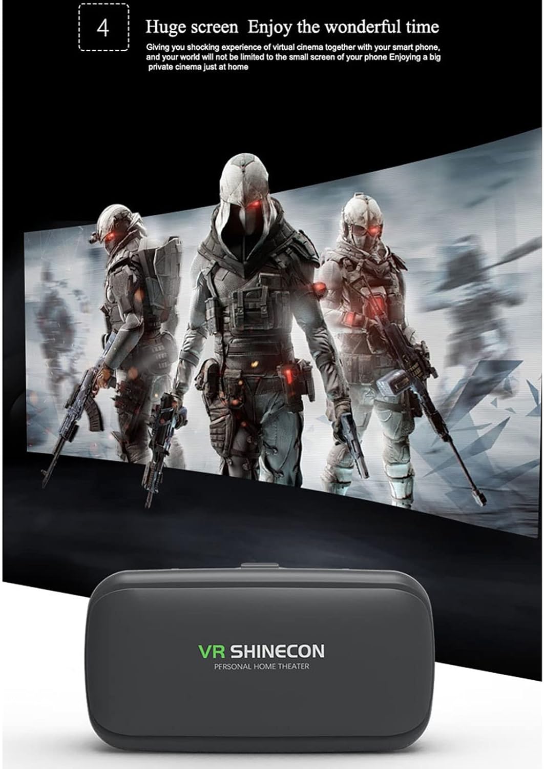 Virtual Reality Glasses, Virtual Reality Full Screen Visual Wide Angle VR Glasses Box 3D VR Glasses Helmet Headset with Remote Control for iOS Android(051)