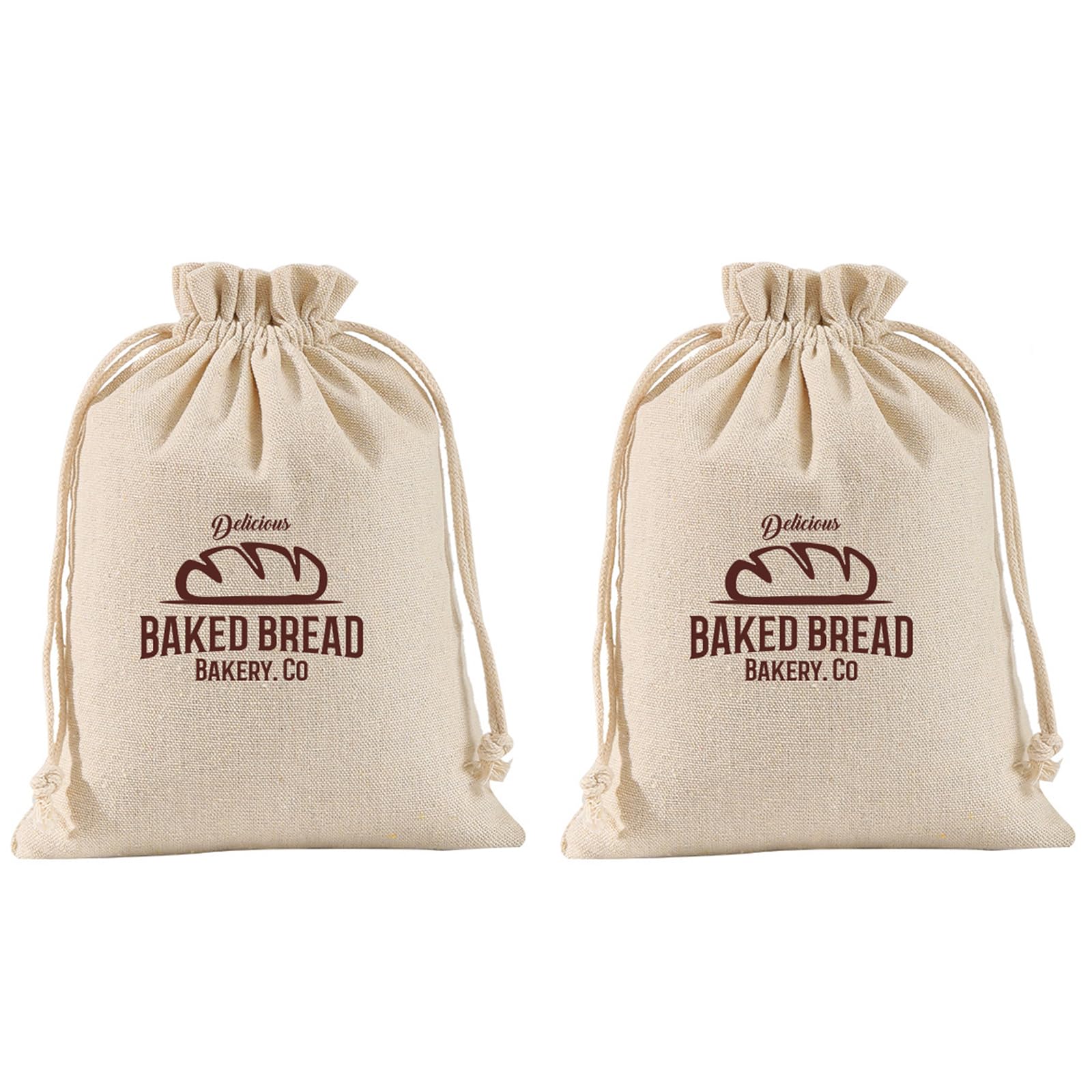 Zirax Patterned 2 Pack Large Cotton Bread Bags For Homemade Bread - Reusable Drawstring Storage For Sourdough, Loaves & Baguettes - Breathable Fabric Container - 30X40cm