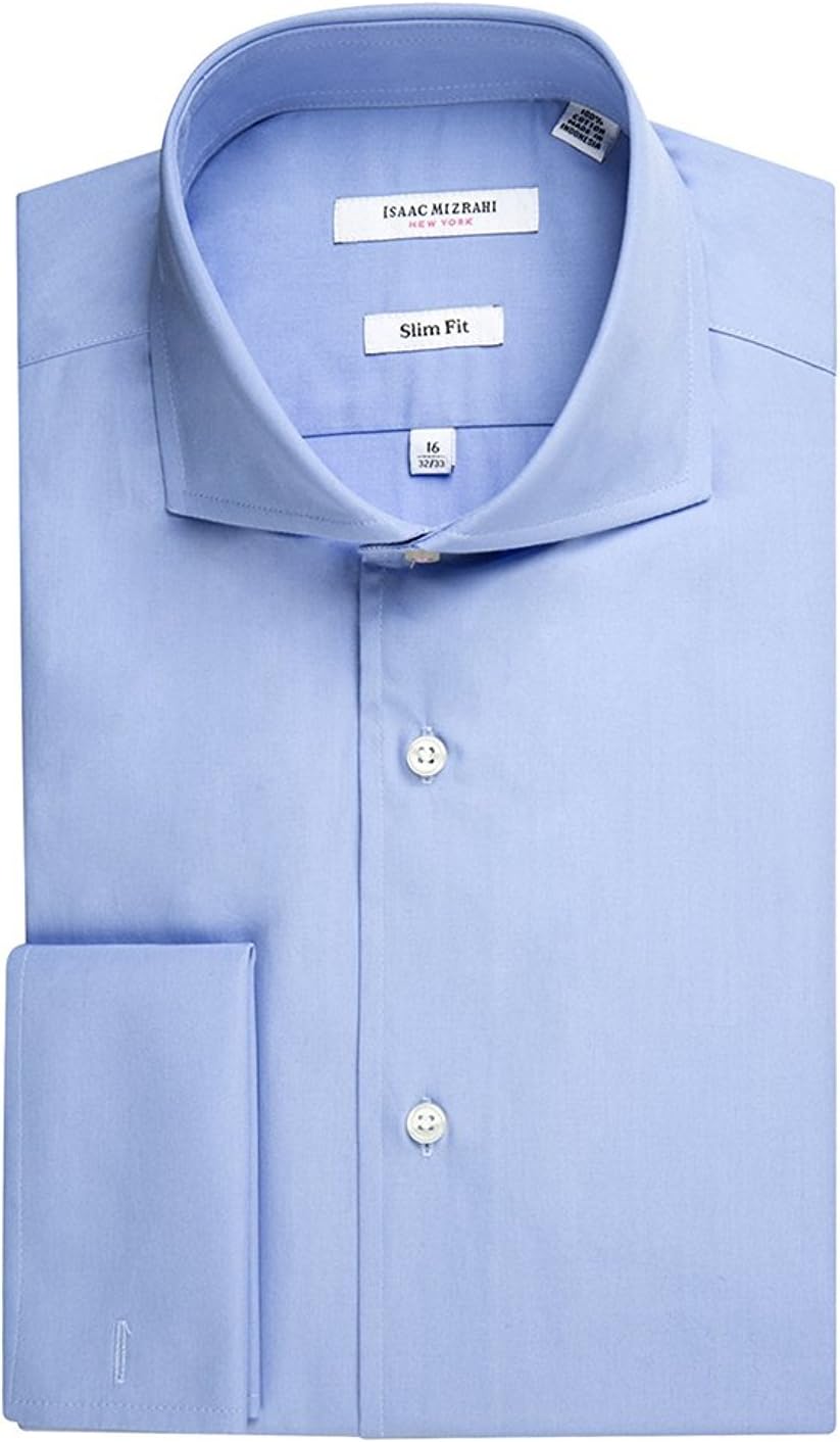 Isaac MizrahiIsaac Mizrahi Men's Slim Fit Spread Collar French Cuff Cotton Solid Dress Shirt - Colors